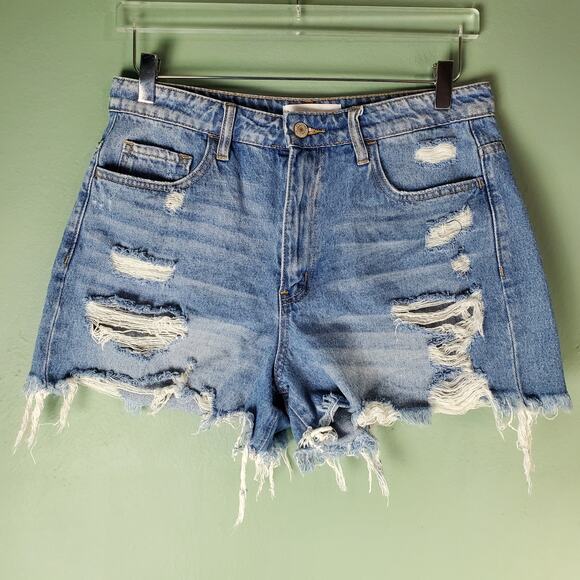Vervet Womens Super High Rise Distresseed Denim Shorts Size Large - Picture 1 of 5